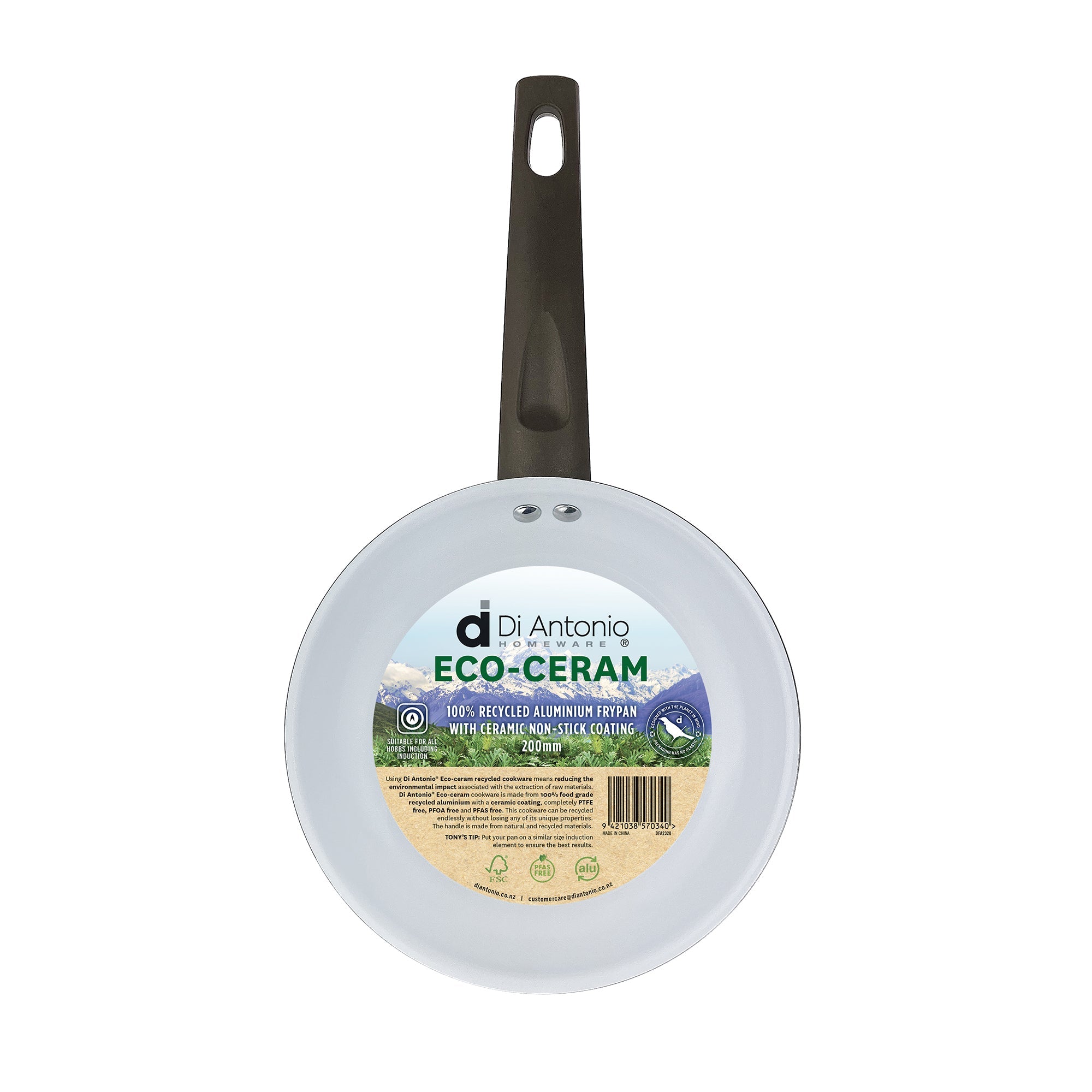 Frypan 200mm Aluminium with Ceramic NonStick Coating Eco Green