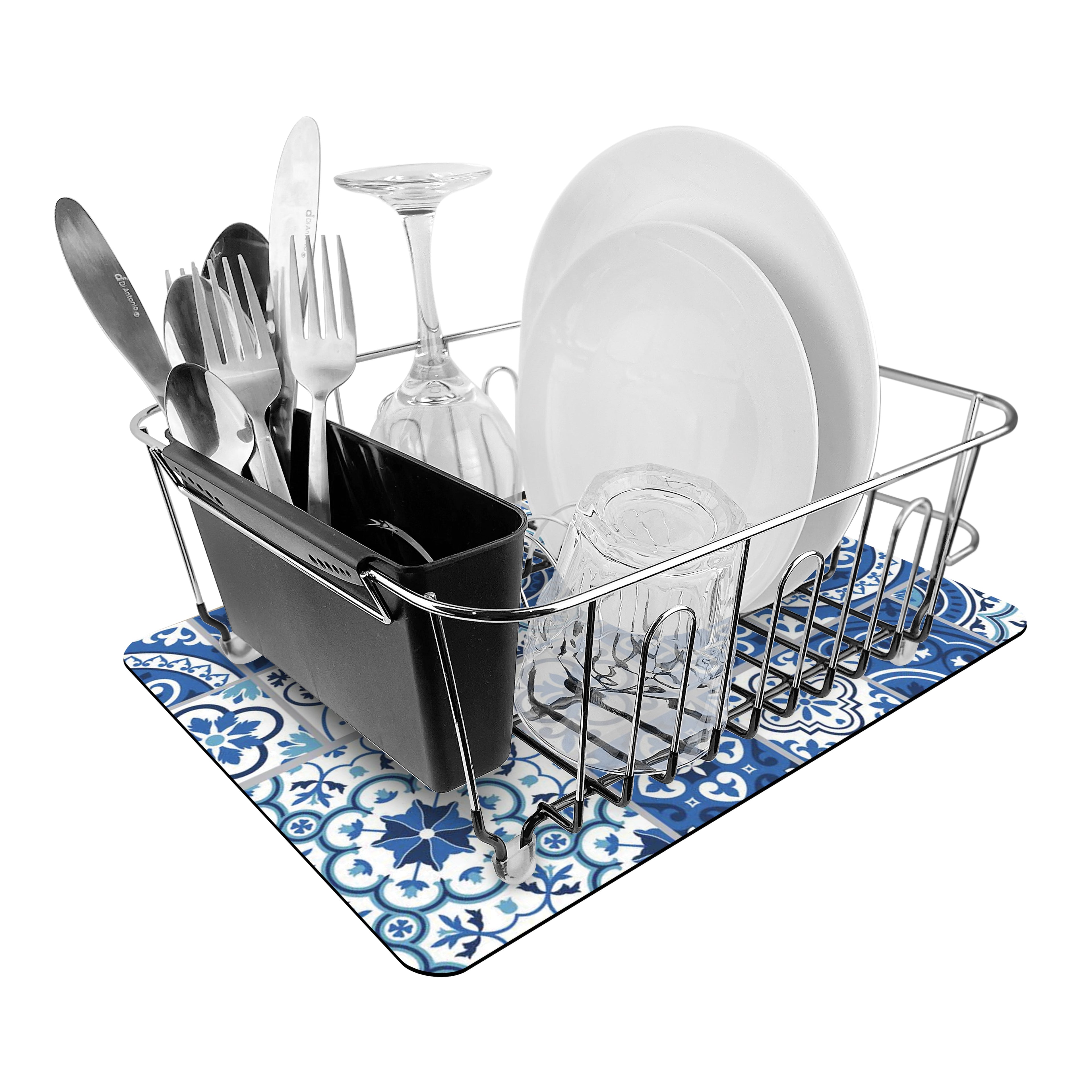 Dish Mat Quick Dry 450x300mm Sparcia Blue Changing to Lemons In June