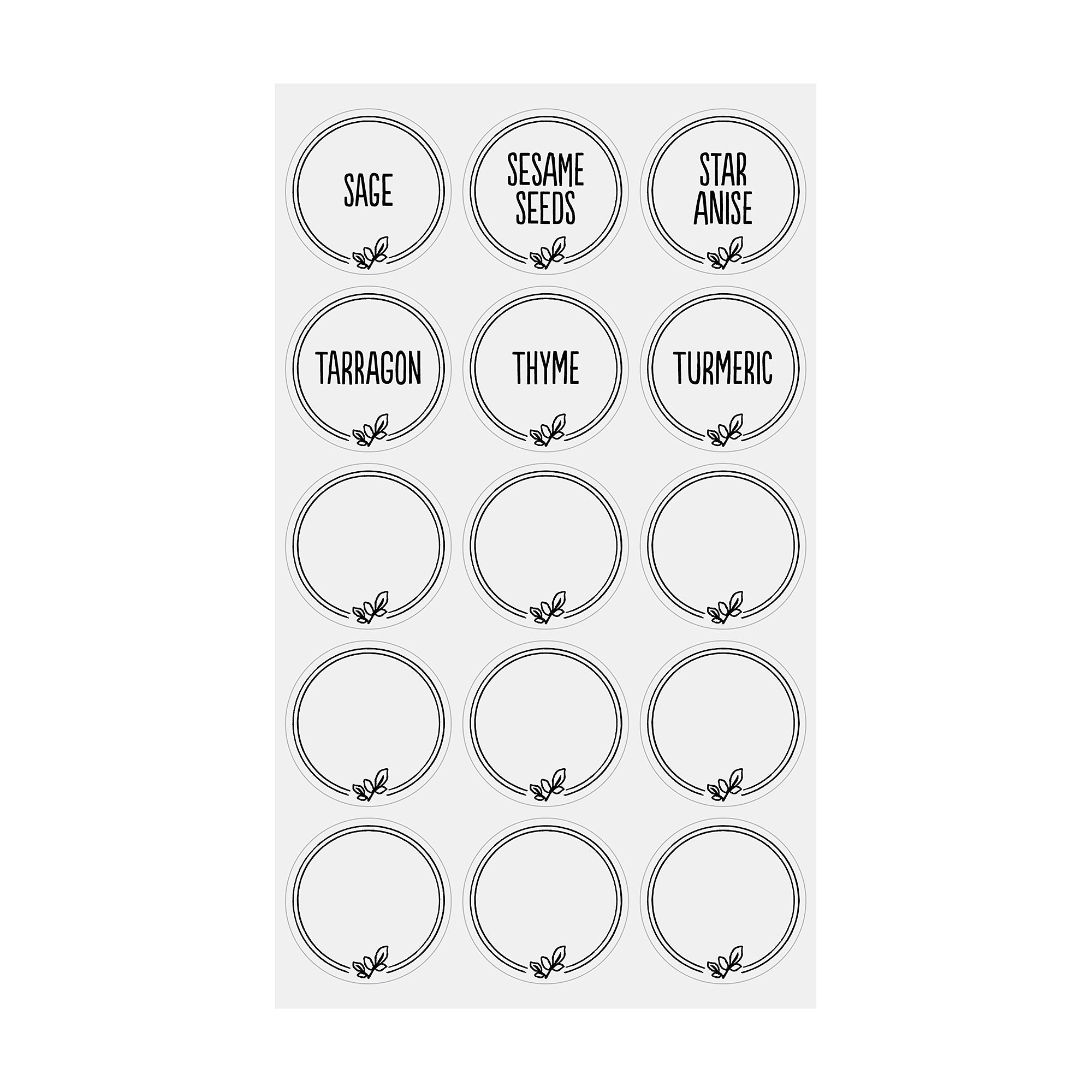 Di Antonio Spice Jar Labels Set of 45 White