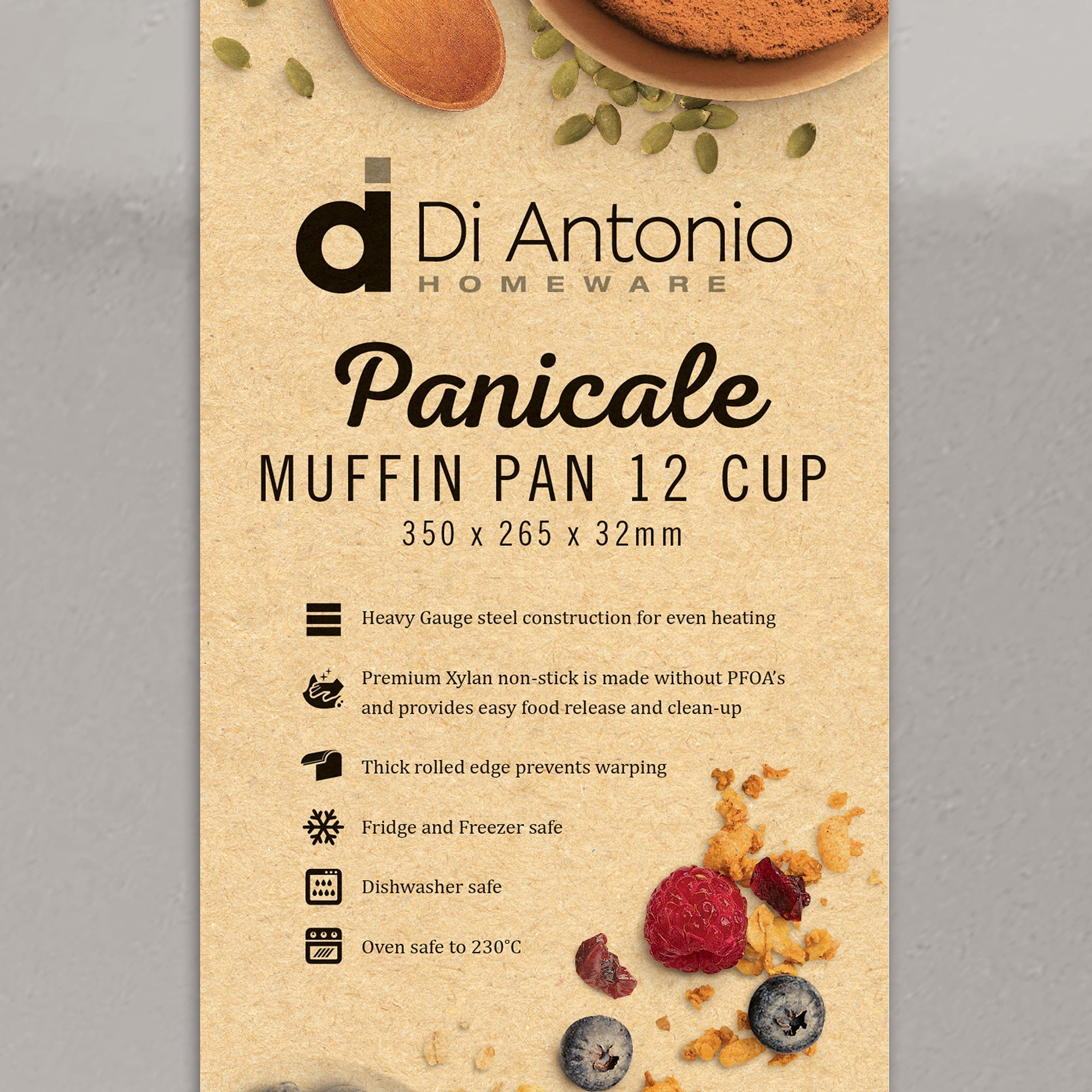 Muffin Pan 12 Cup 350x265mm Panicale
