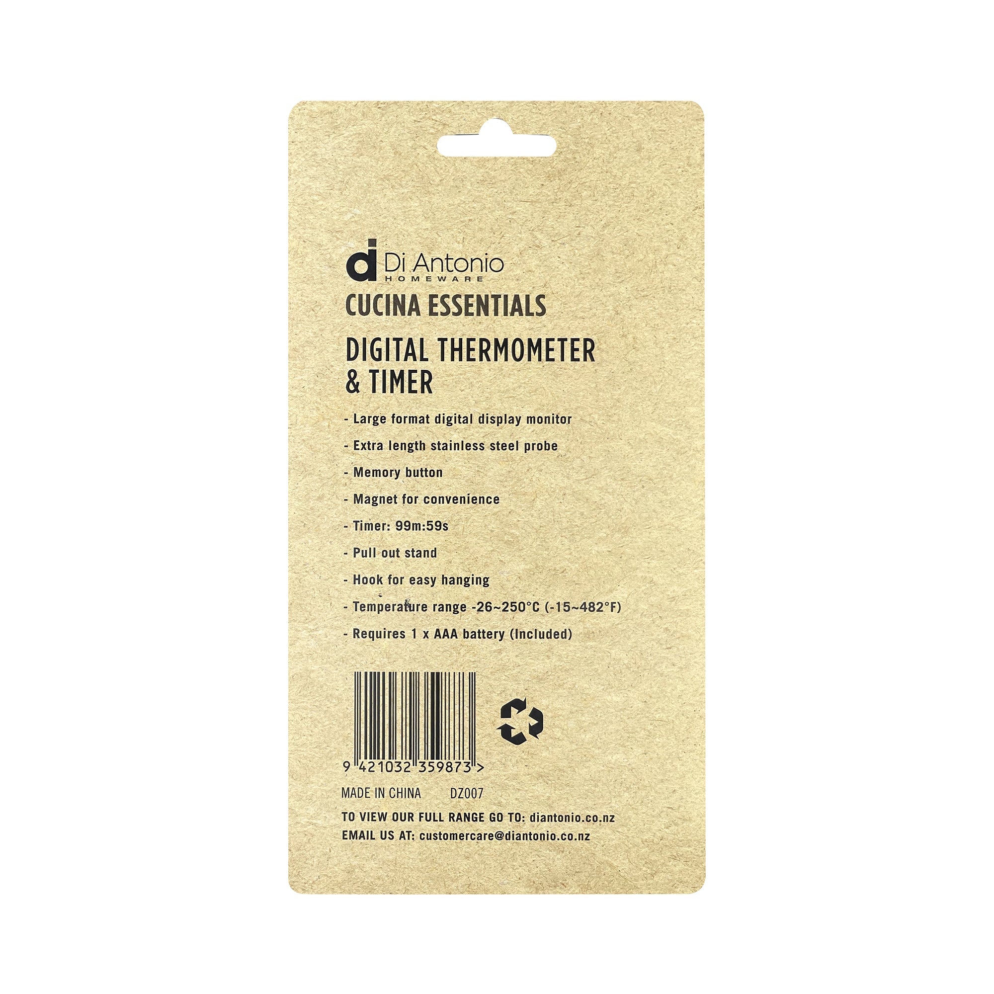Thermometer Digital with Probe Includes Battery